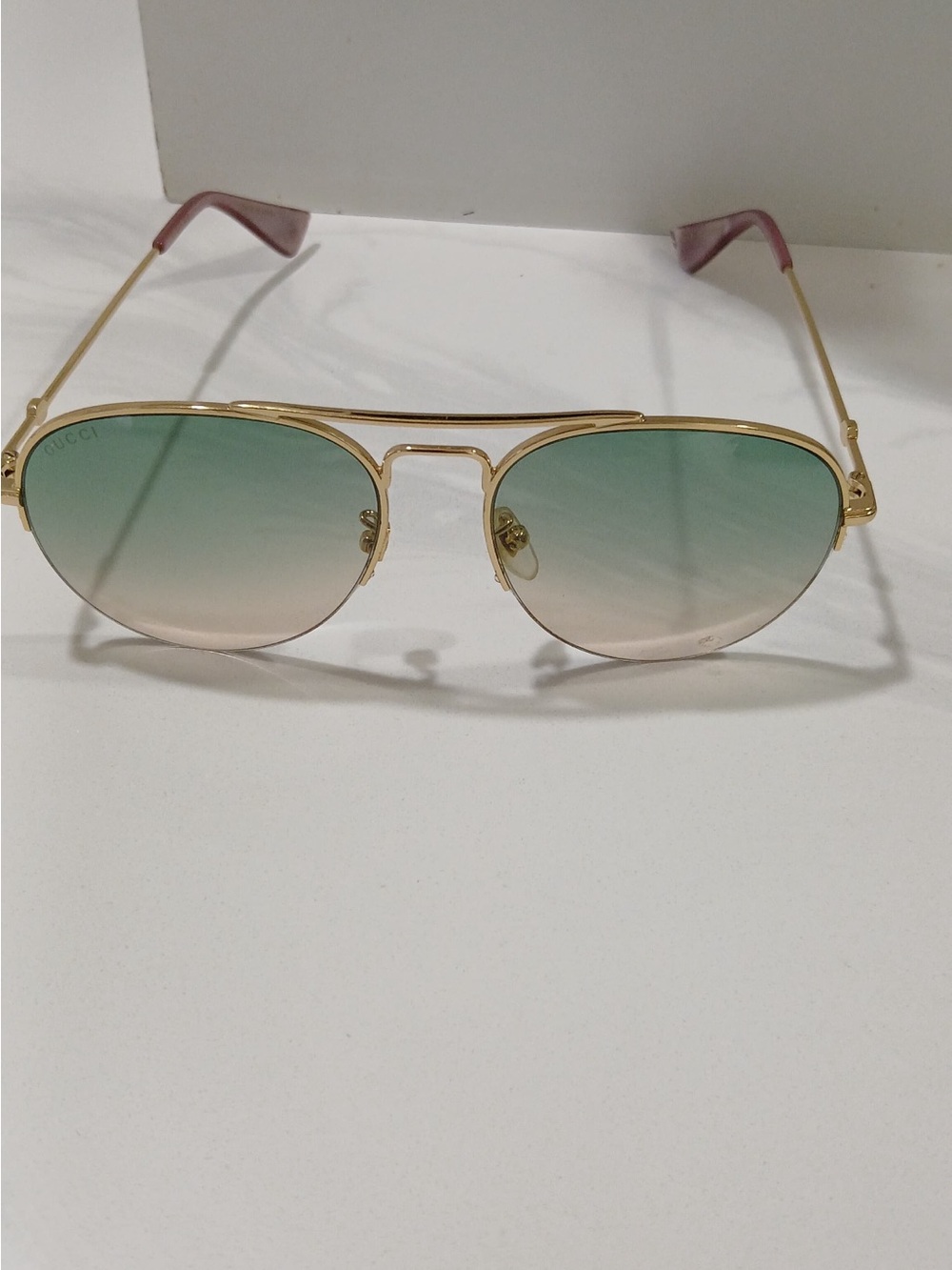 Gold Frame Gradient Green to Pink Women's Sunglasses